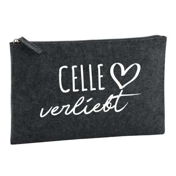 Kulturbeutel Celle verliebt 1 Liter Filz Charcoal Kosmetiktasche