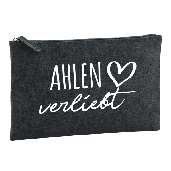 Kulturbeutel Ahlen verliebt 1 Liter Filz Charcoal Kosmetiktasche