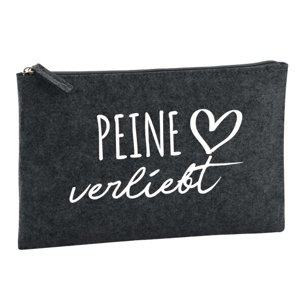 Kulturbeutel Peine verliebt 1 Liter Filz Charcoal Kosmetiktasche
