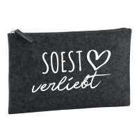 Kulturbeutel Soest verliebt 1 Liter Filz Charcoal Kosmetiktasche