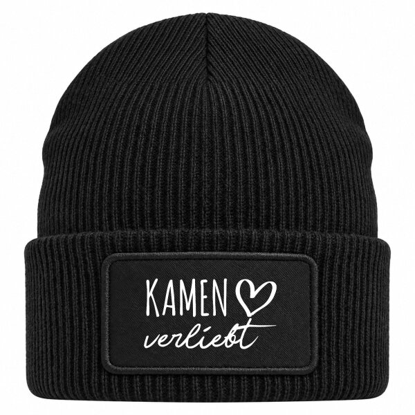 Beanie mit Patch Kamen verliebt Black