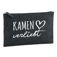 Kulturbeutel Kamen verliebt 1 Liter Filz Charcoal Kosmetiktasche