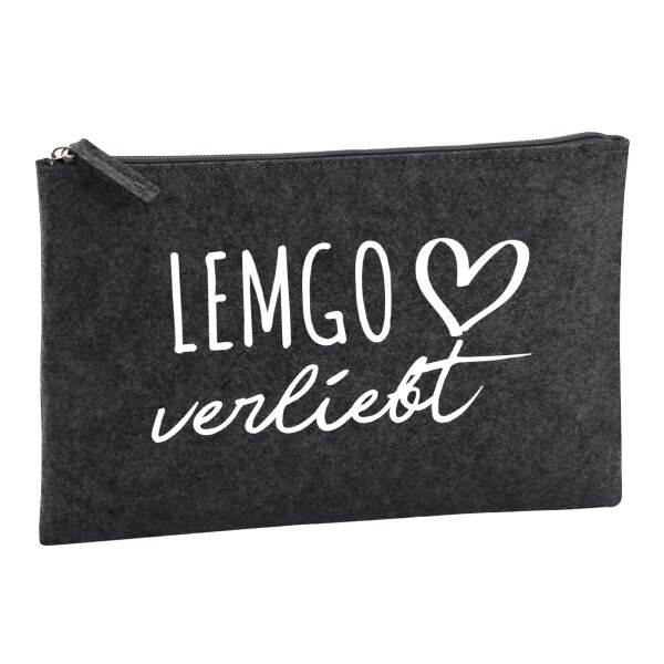 Kulturbeutel Lemgo verliebt 1 Liter Filz Charcoal Kosmetiktasche