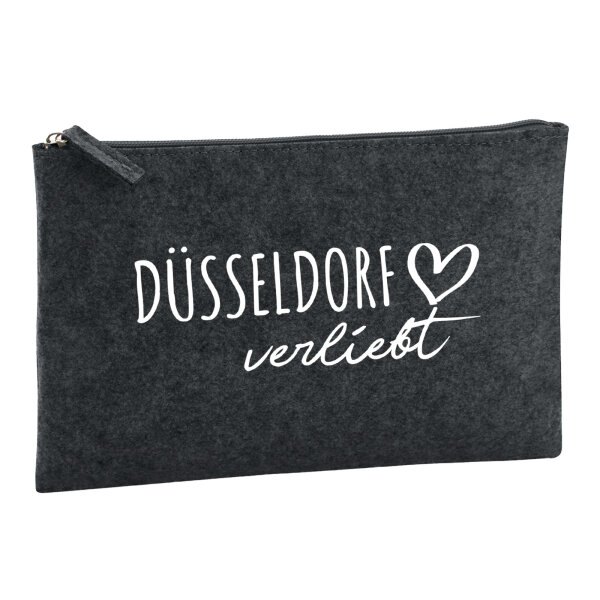 Kulturbeutel Düsseldorf verliebt 1 Liter Filz Charcoal Kosmetiktasche