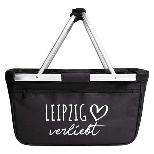 Einkaufskorb faltbar Leipzig verliebt 20 Liter Tragekorb Black
