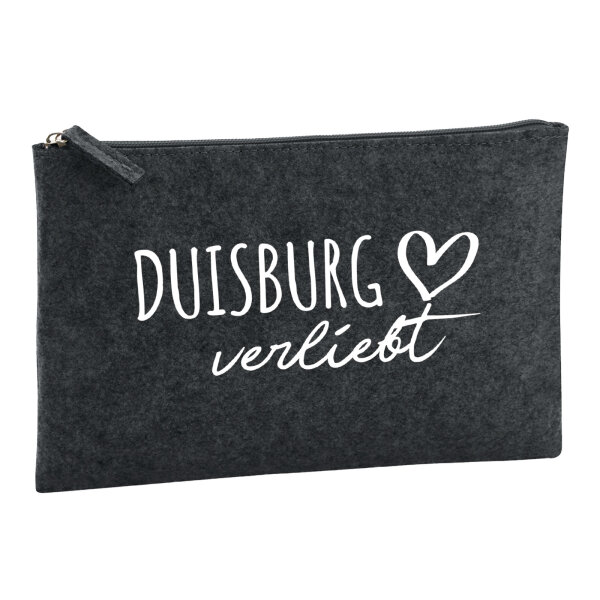 Kulturbeutel Duisburg verliebt 1 Liter Filz Charcoal Kosmetiktasche