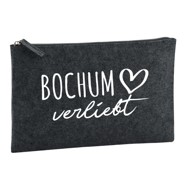 Kulturbeutel Bochum verliebt 1 Liter Filz Charcoal Kosmetiktasche