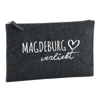 Kulturbeutel Magdeburg verliebt 1 Liter Filz Charcoal Kosmetiktasche
