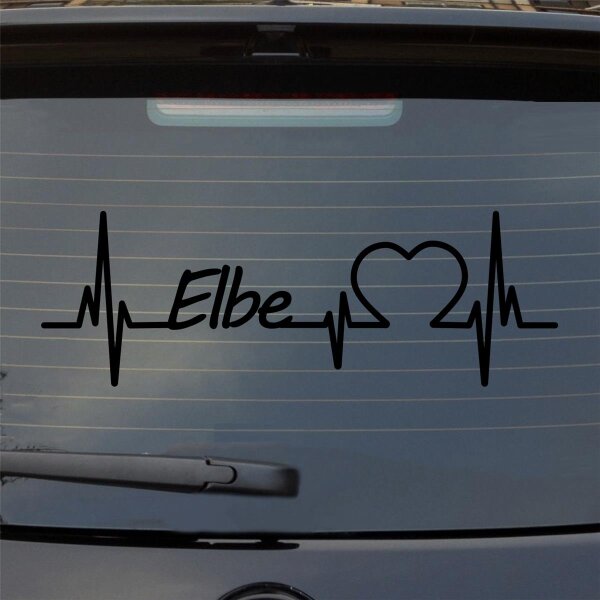 Heckscheibenaufkleber Elbe Herzschlag  ca. 55x19cm