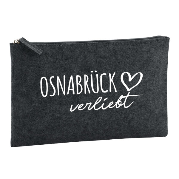 Kulturbeutel Osnabrück verliebt 1 Liter Filz Charcoal Kosmetiktasche