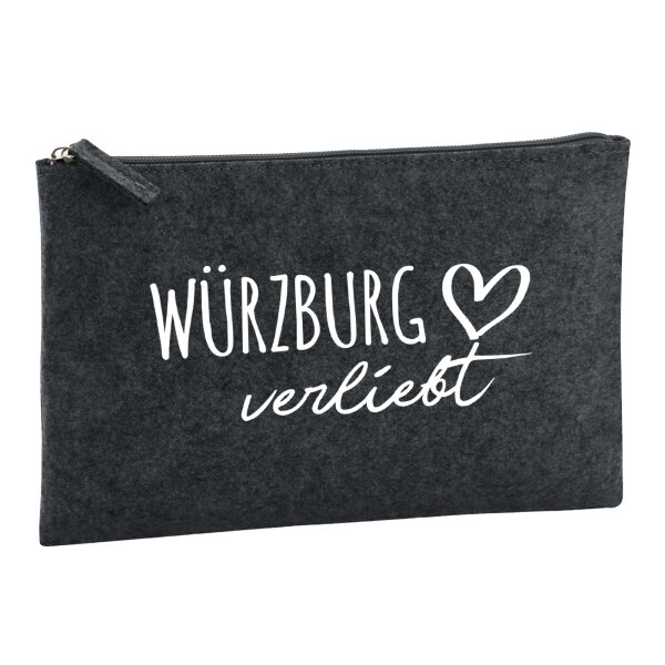 Kulturbeutel Würzburg verliebt 1 Liter Filz Charcoal Kosmetiktasche