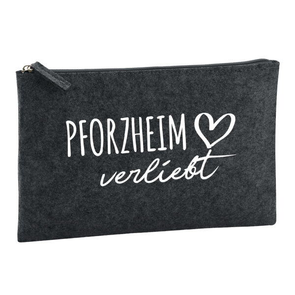 Kulturbeutel Pforzheim verliebt 1 Liter Filz Charcoal Kosmetiktasche