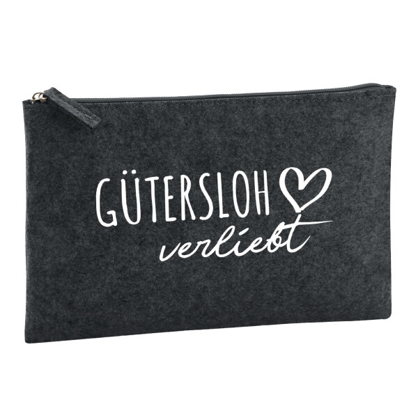 Kulturbeutel Gütersloh verliebt 1 Liter Filz Charcoal Kosmetiktasche