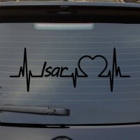 Heckscheibenaufkleber Isar Herzschlag  ca. 55x20cm