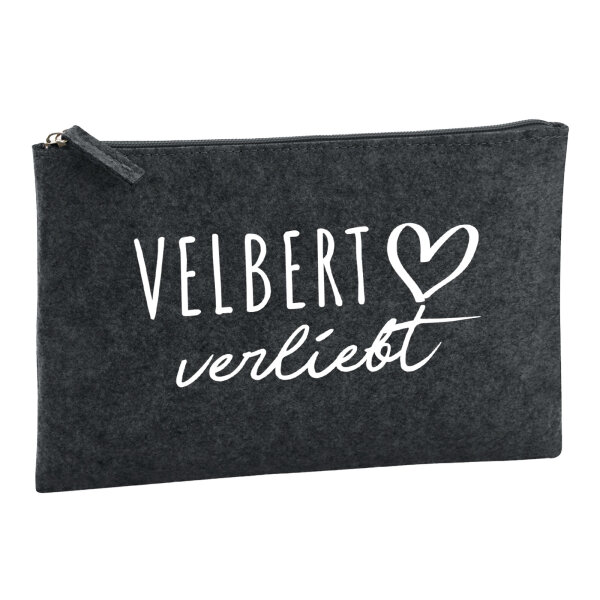 Kulturbeutel Velbert verliebt 1 Liter Filz Charcoal Kosmetiktasche