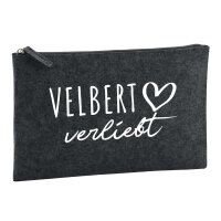 Kulturbeutel Velbert verliebt 1 Liter Filz Charcoal Kosmetiktasche