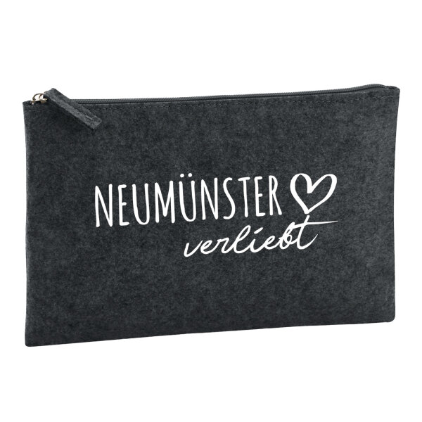 Kulturbeutel Neumünster verliebt 1 Liter Filz Charcoal Kosmetiktasche