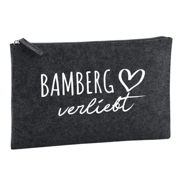 Kulturbeutel Bamberg verliebt 1 Liter Filz Charcoal Kosmetiktasche