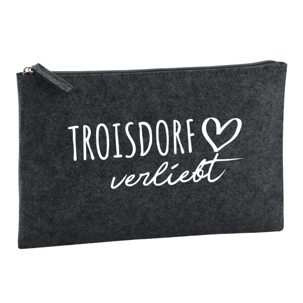 Kulturbeutel Troisdorf verliebt 1 Liter Filz Charcoal Kosmetiktasche