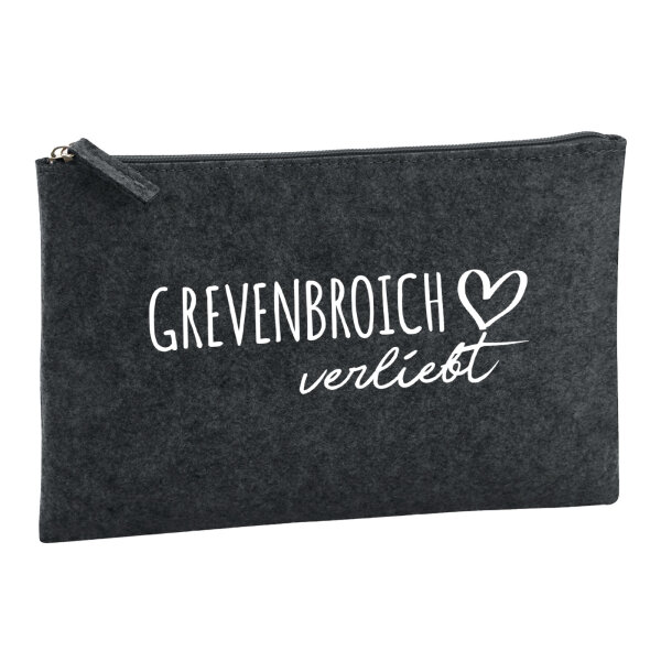 Kulturbeutel Grevenbroich verliebt 1 Liter Filz Charcoal Kosmetiktasche