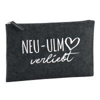 Kulturbeutel Neu-Ulm verliebt 1 Liter Filz Charcoal Kosmetiktasche