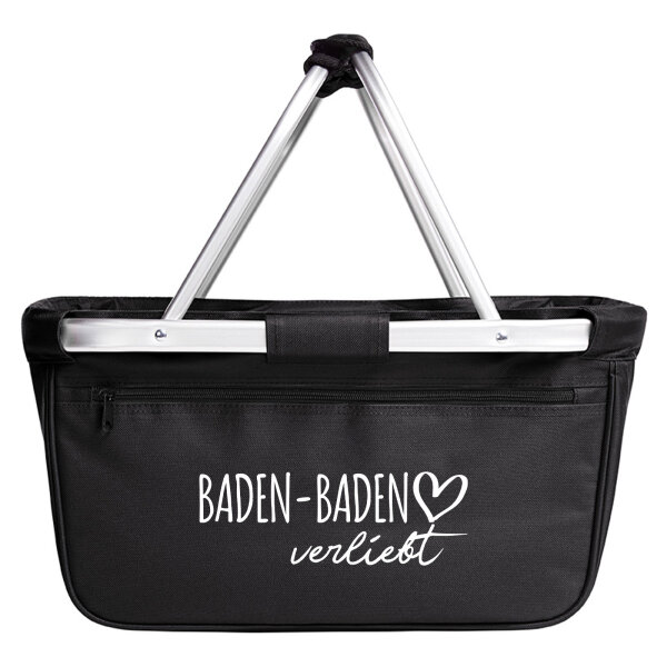Einkaufskorb faltbar Baden-Baden verliebt 20 Liter Tragekorb Black