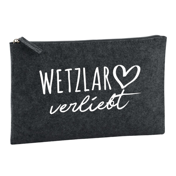 Kulturbeutel Wetzlar verliebt 1 Liter Filz Charcoal Kosmetiktasche