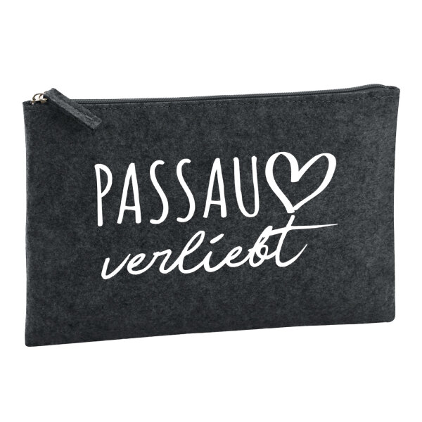 Kulturbeutel Passau verliebt 1 Liter Filz Charcoal Kosmetiktasche