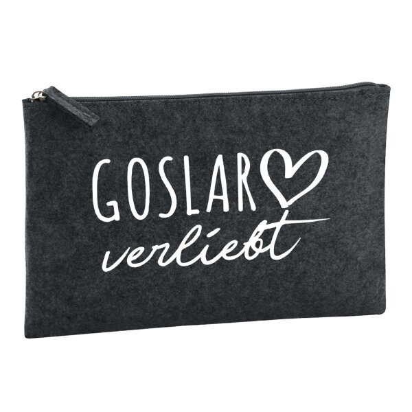Kulturbeutel Goslar verliebt 1 Liter Filz Charcoal Kosmetiktasche