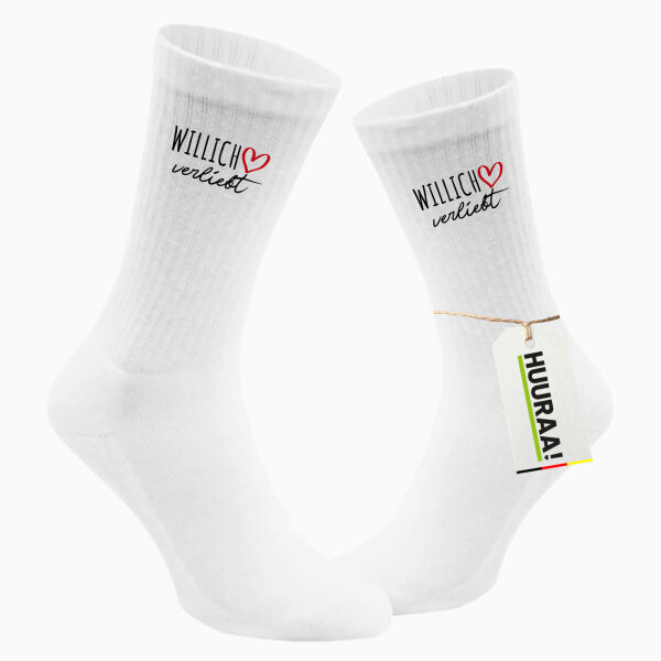 Socken Willich verliebt Größe 37/46 White Motiv Tennissocken