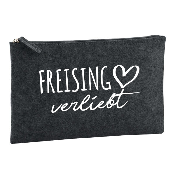 Kulturbeutel Freising verliebt 1 Liter Filz Charcoal Kosmetiktasche