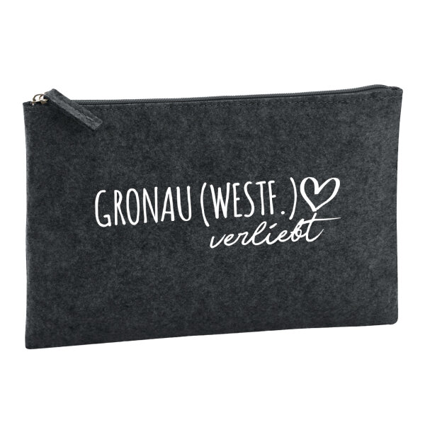 Kulturbeutel Gronau (Westf.) verliebt 1 Liter Filz Charcoal Kosmetiktasche