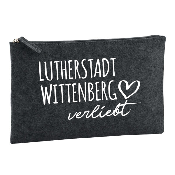 Kulturbeutel Lutherstadt Wittenberg verliebt 1 Liter Filz Charcoal Kosmetiktasche