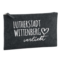 Kulturbeutel Lutherstadt Wittenberg verliebt 1 Liter Filz Charcoal Kosmetiktasche
