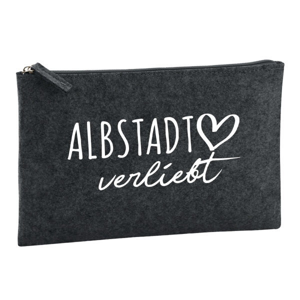 Kulturbeutel Albstadt verliebt 1 Liter Filz Charcoal Kosmetiktasche