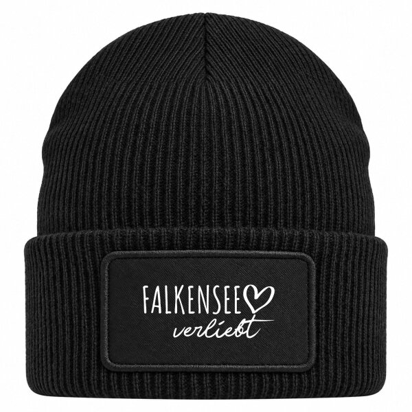 Beanie mit Patch Falkensee verliebt Black
