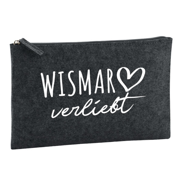Kulturbeutel Wismar verliebt 1 Liter Filz Charcoal Kosmetiktasche