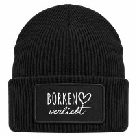 Beanie mit Patch Borken verliebt Black