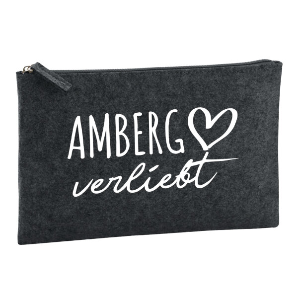 Kulturbeutel Amberg verliebt 1 Liter Filz Charcoal Kosmetiktasche