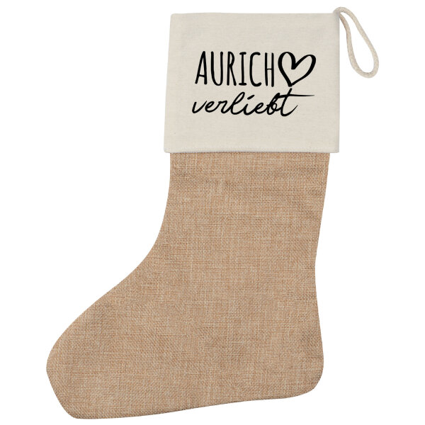 Weihnachtsstrumpf Aurich verliebt Beige