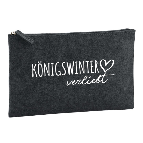 Kulturbeutel Königswinter verliebt 1 Liter Filz Charcoal Kosmetiktasche