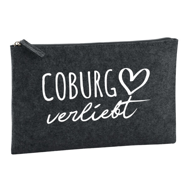 Kulturbeutel Coburg verliebt 1 Liter Filz Charcoal Kosmetiktasche