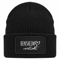 Beanie mit Patch Bensheim verliebt Black