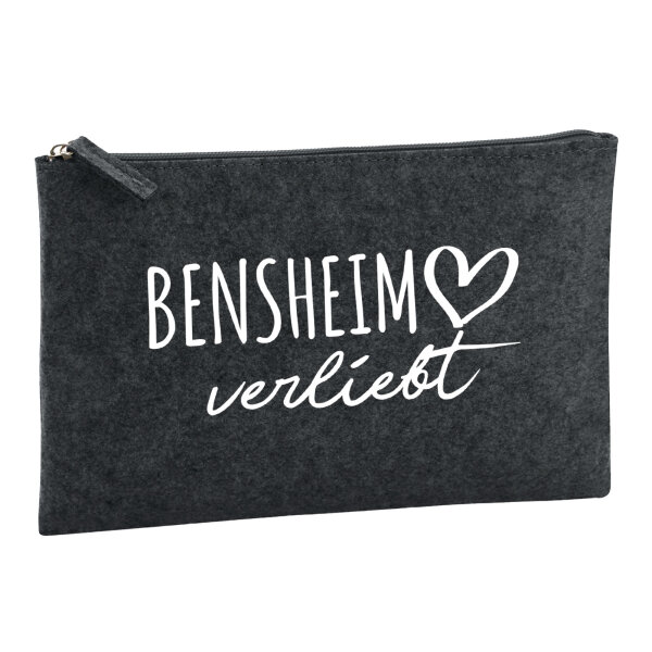 Kulturbeutel Bensheim verliebt 1 Liter Filz Charcoal Kosmetiktasche