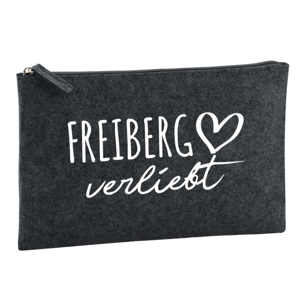 Kulturbeutel Freiberg verliebt 1 Liter Filz Charcoal Kosmetiktasche