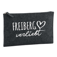Kulturbeutel Freiberg verliebt 1 Liter Filz Charcoal Kosmetiktasche