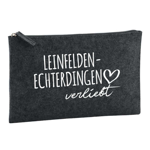 Kulturbeutel Leinfelden-Echterdingen verliebt 1 Liter Filz Charcoal Kosmetiktasche