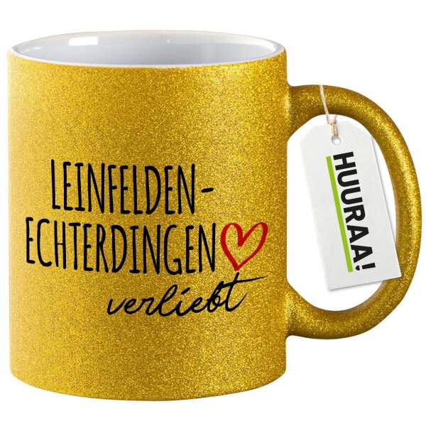 Glitzertasse Leinfelden-Echterdingen verliebt 330ml