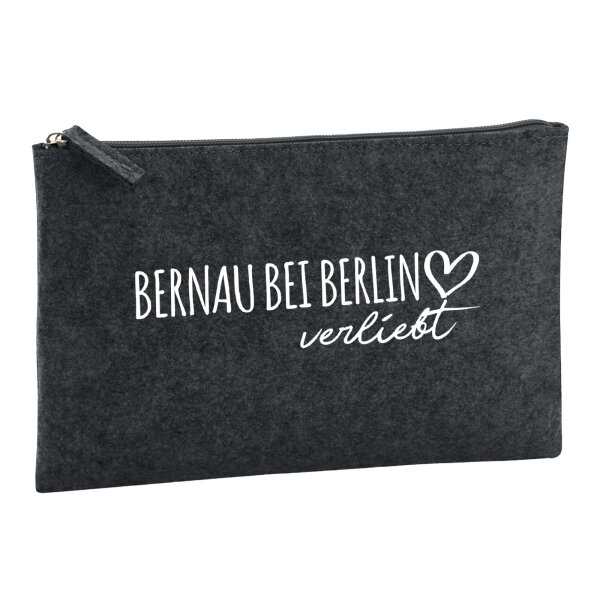 Kulturbeutel Bernau bei Berlin verliebt 1 Liter Filz Charcoal Kosmetiktasche