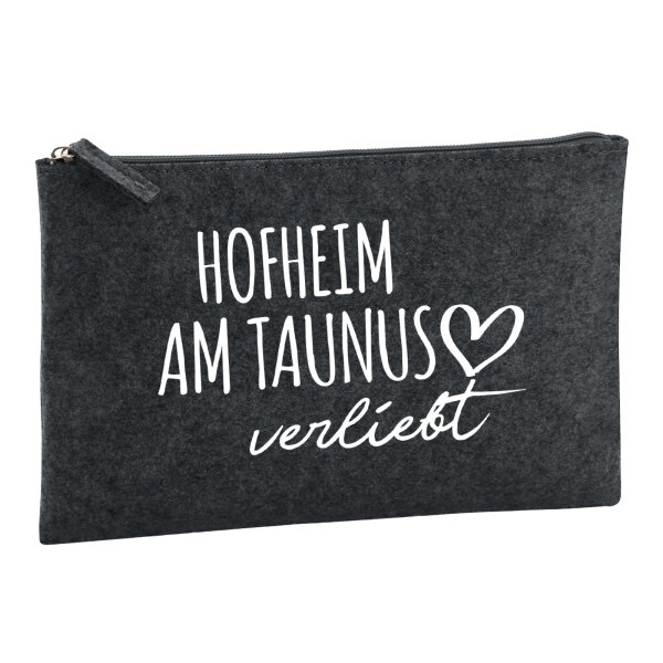 Kulturbeutel Hofheim am Taunus verliebt 1 Liter Filz Charcoal Kosmetiktasche